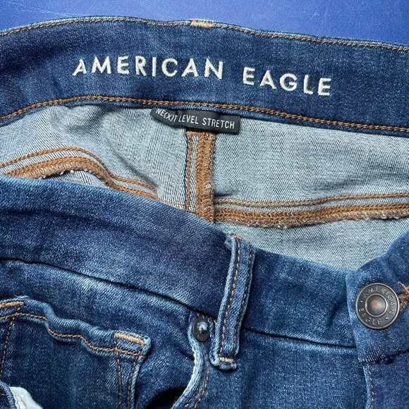 American Eagle Curvy Skinny Kick Next Level Stretch Women's Blue Bootcut Jeans - Picture 11 of 12